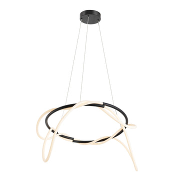 Lisette 25" Contemporary Minimalist 360 Adjustable Silicone Neon Rope Dimmable Integrated LED Chandelier - JONATHAN Y